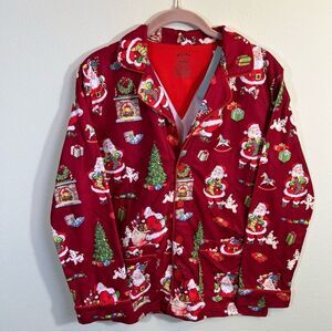 Nick‎ & Nora Kid’s Red Santa Flannel Pajama Top 14 NWT